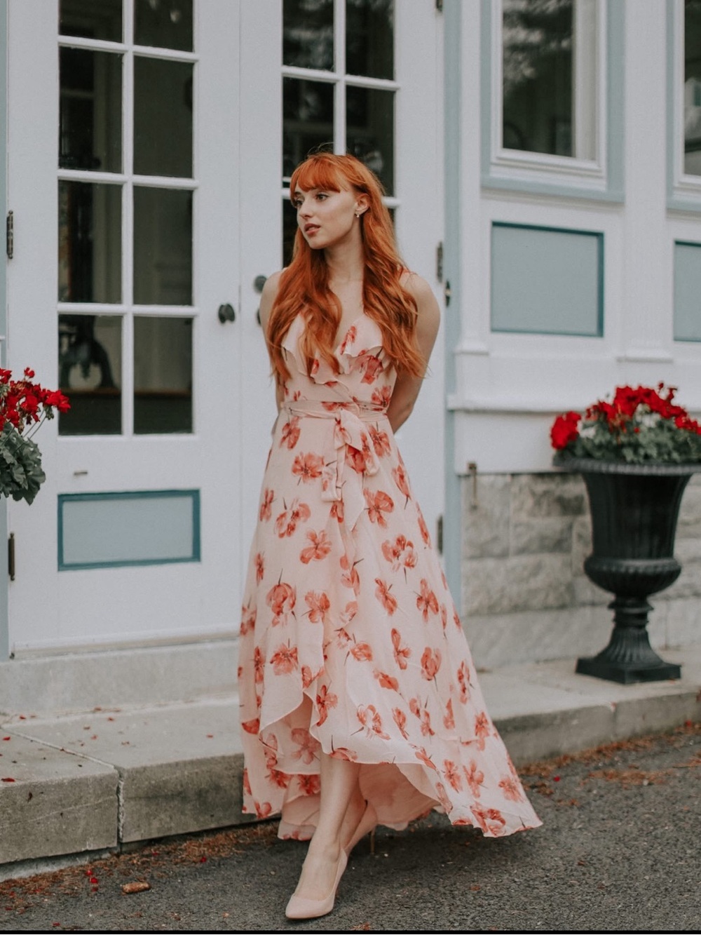 Hutch Pink Floral Wrap Maxi Dress